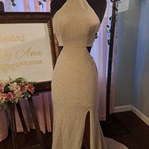 Elegant Gold Evening Gown